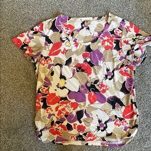 JM Collection Red and Purple Boxy Blouse